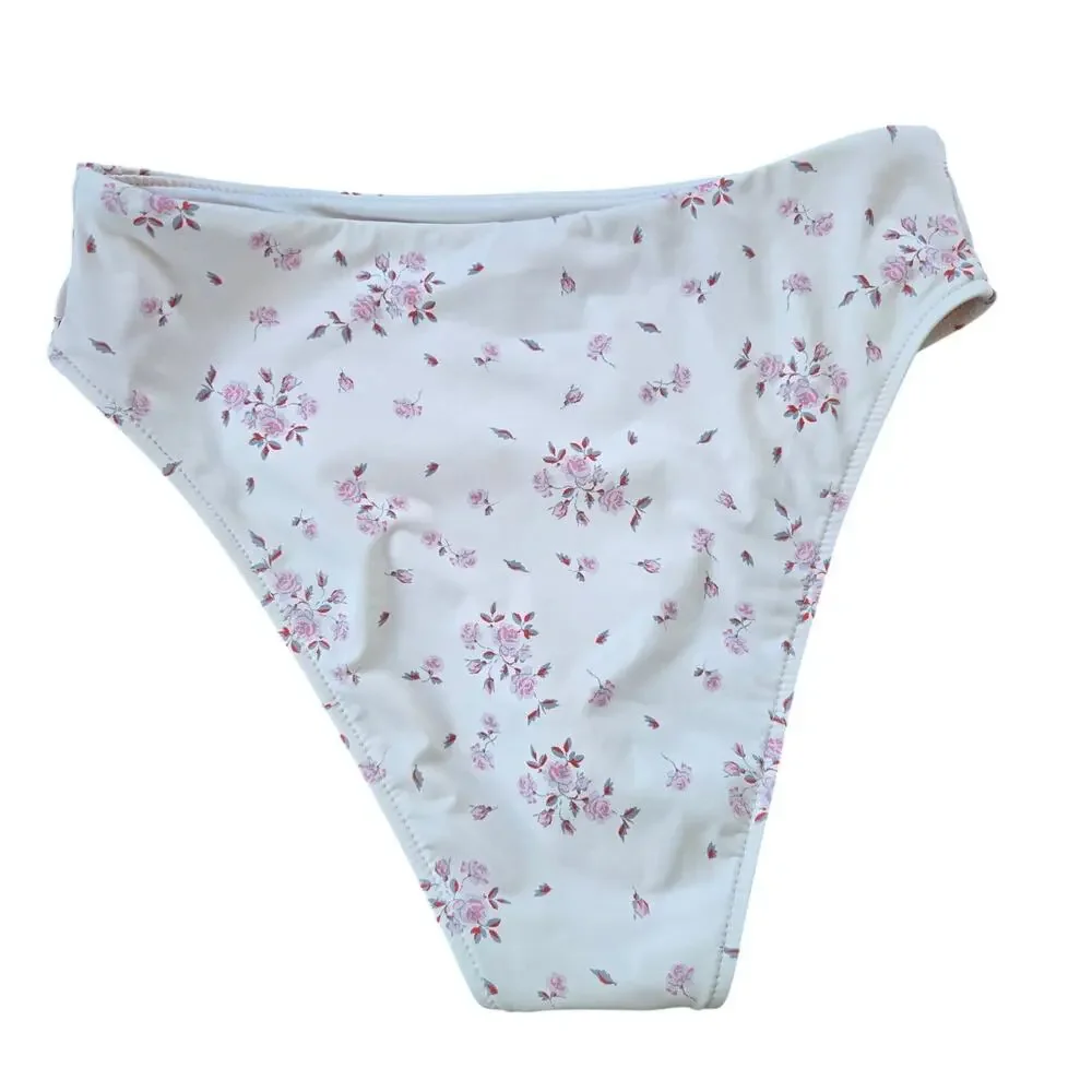 Frankies Bikini Jenna High Waist High Cut Bottom Sweet Rose Floral Women Small - Picture 3 of 8